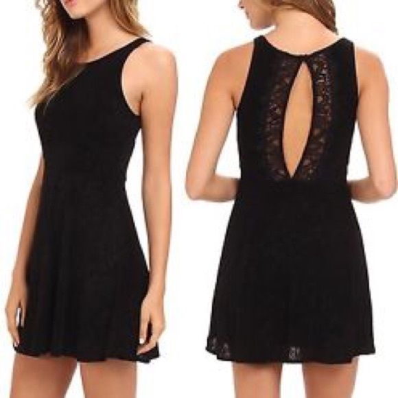 Free People Lady Jane Black Lace Open Back Dress - Picture 1 of 8